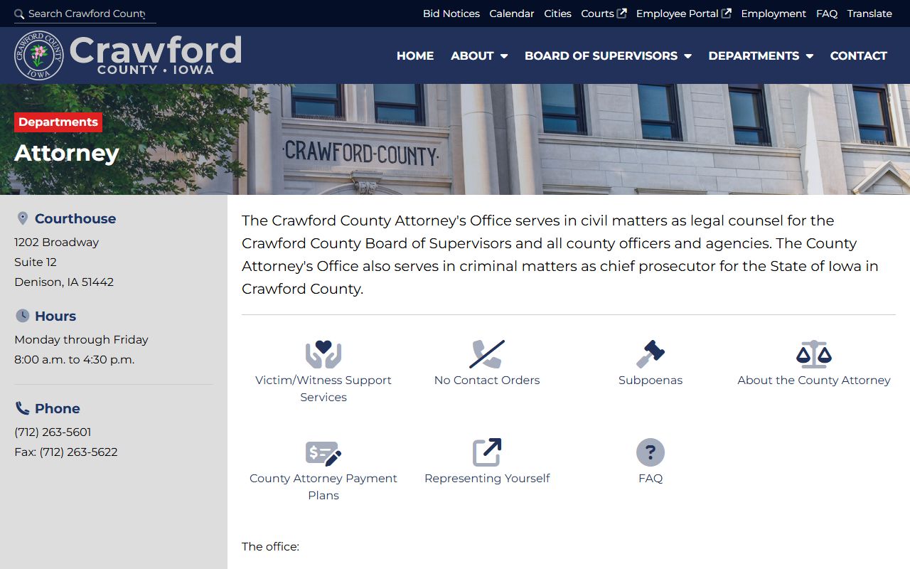 Crawford County court records after arrest county attorney prosecution page