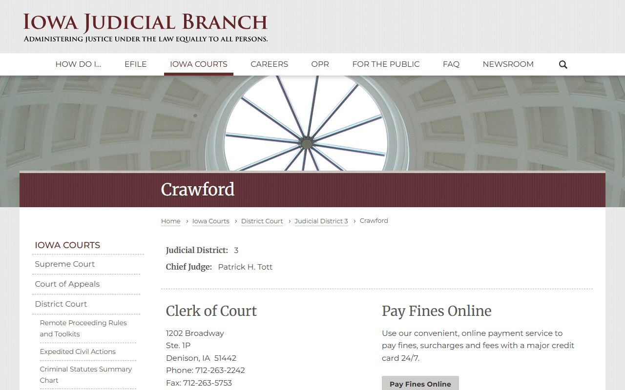 Crawford County court records after arrest district court landing page
