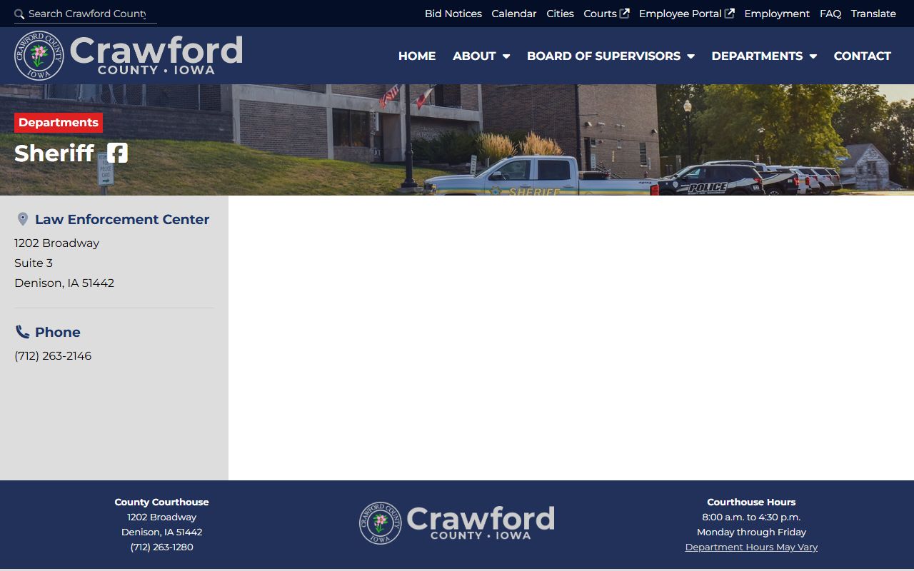 Crawford County Jail inmate lookup sheriff contact page