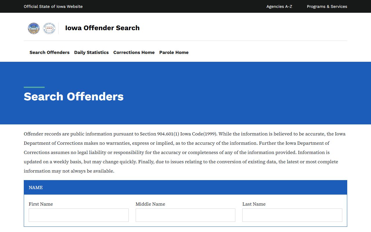 Crawford County inmate records Iowa DOC offender search for sentenced custody